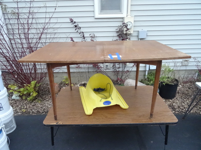 2 tables and kids snow sled