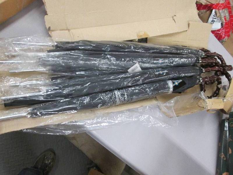 lot 8 image: Lot of 8 Black Umbrellas lack & Yel...