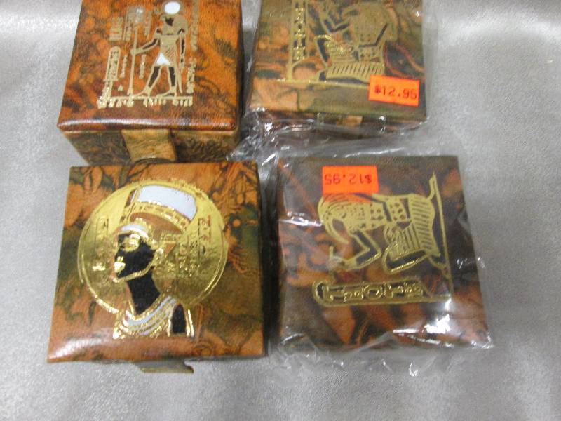 lot 13 image: Lot of 4 Made in Eqypt Leather Trin...