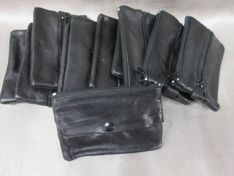 lot 53 image: Lot of 15 Black Leather ZipSnap Co...