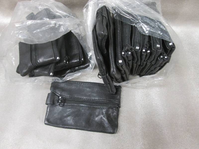 lot 54 image: Lot of 15 Black Leather ZipSnap Co...