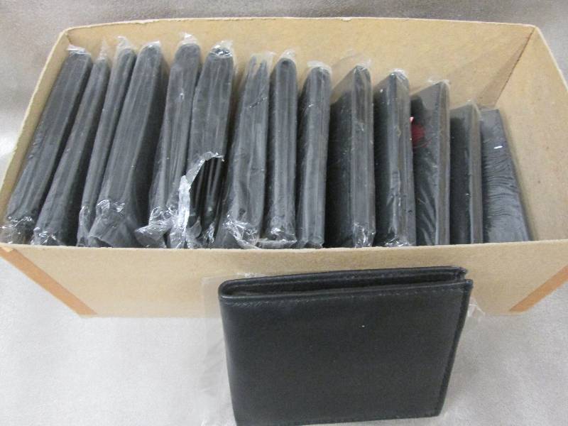 lot 57 image: Lot of 15 Black Leather Bifold Wall...