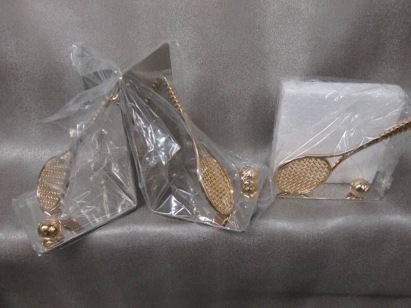 lot 102 image: Brass Tennis Themed Bookends &  Not...