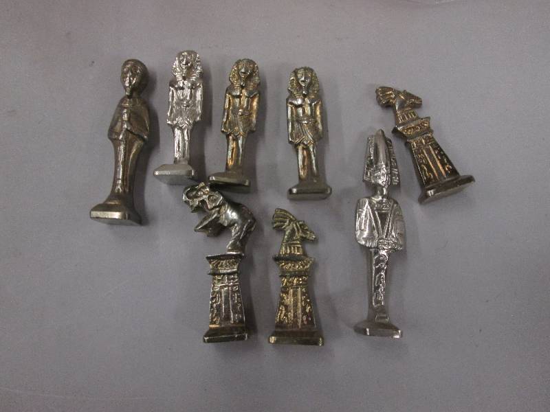 lot 151 image: Egyptian Cast Metal Chess Pieces...