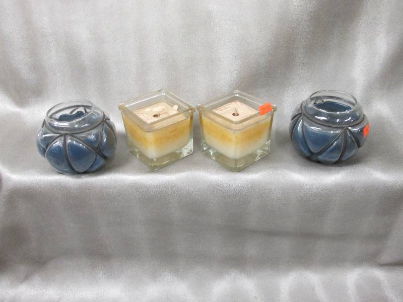 lot 279 image: 2 Pair of Scented Candles in Glass ...