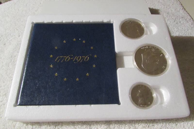 1976-S US MINT 3 COIN SET, BOX, SILVER PROOF SET