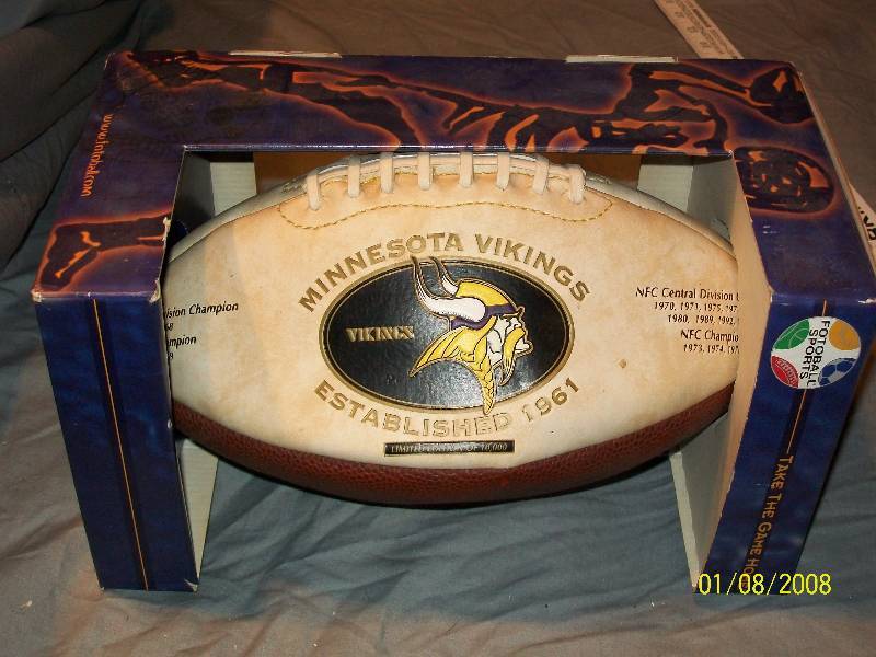 Authentic Minnesota Vikings NFC Champions Commemorative Wilson Football