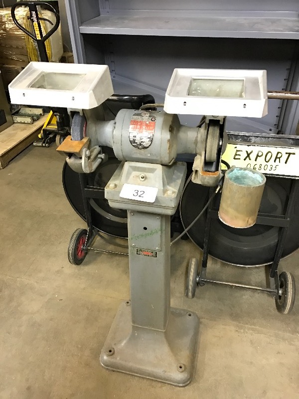 lot 32 image: Bench grinder on pedestal