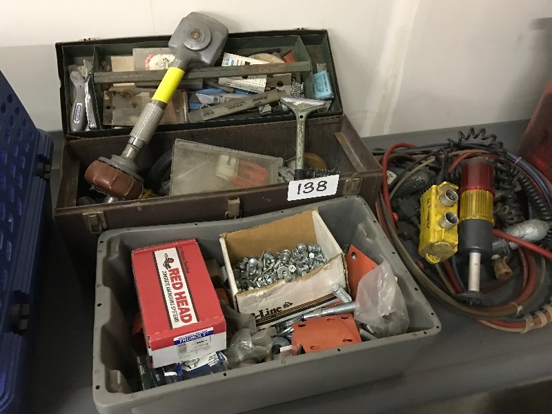 lot 138 image: Tool box with misc. contents