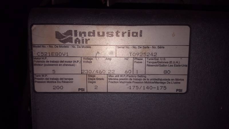lot 1 image: Industrial Air - Air Compressor