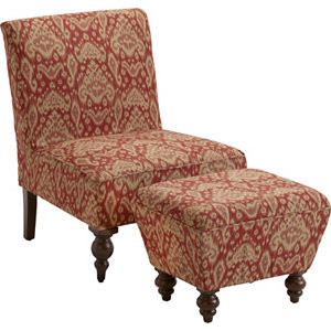 lot 4 image: McLeland Design Accent Chair & Ottoman - RedTan