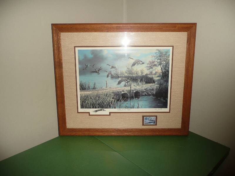 Ken Zylla Commemorative Print Lifting to the North & 1987 Duck Stamp - Signed - APPROX 24IN WIDE - 21IN HIGH - VERY GOOD CONDITION