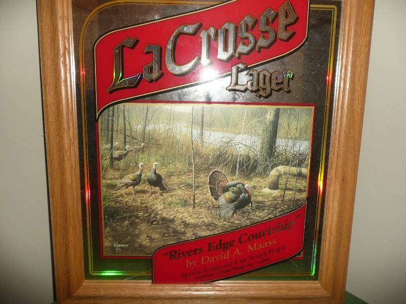 NOS LaCROSSE LAGER TURKEY MIRROR 17 BY 19