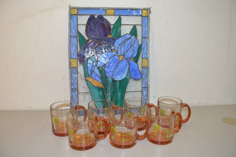 lot 164 image: Stained glass Glass mugs