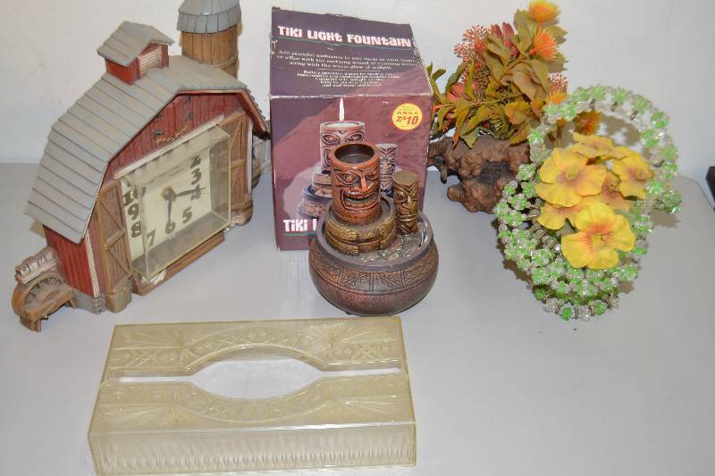 lot 47 image: Barn clock, Tiki Fountain