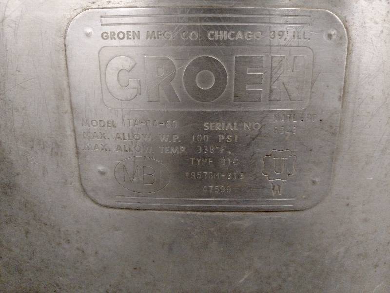 lot 7 image: Groen Model TA-RA-60 Steam Jacketed...