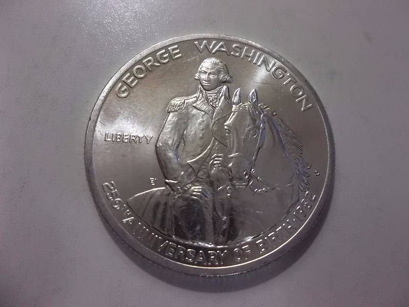George Washington 250th Anniversary Commemorative Half Dollar 99.93 Fine Unc 12 Oz.