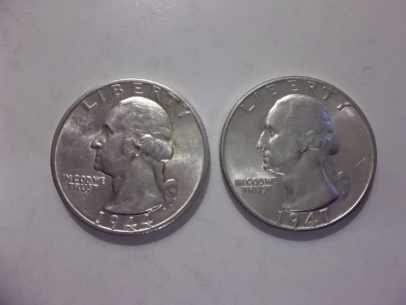 1944 S, 1947 Washington Quarters BU (Grey Sheets Price $30.00)