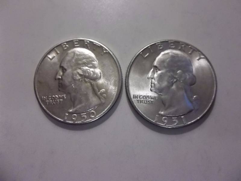 1950 D, 1951 D  Washington Quarters BU