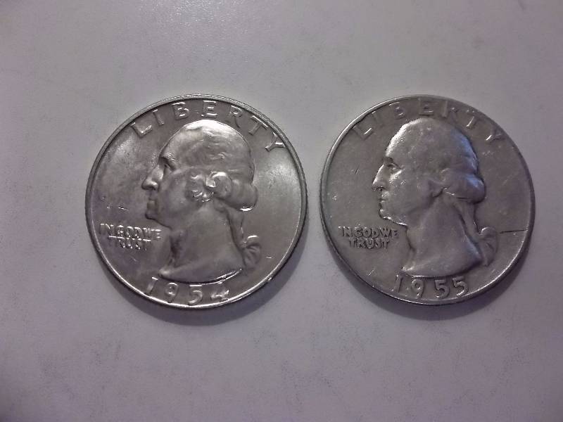 1954 D, 1955 Washington Quarters BU & AU