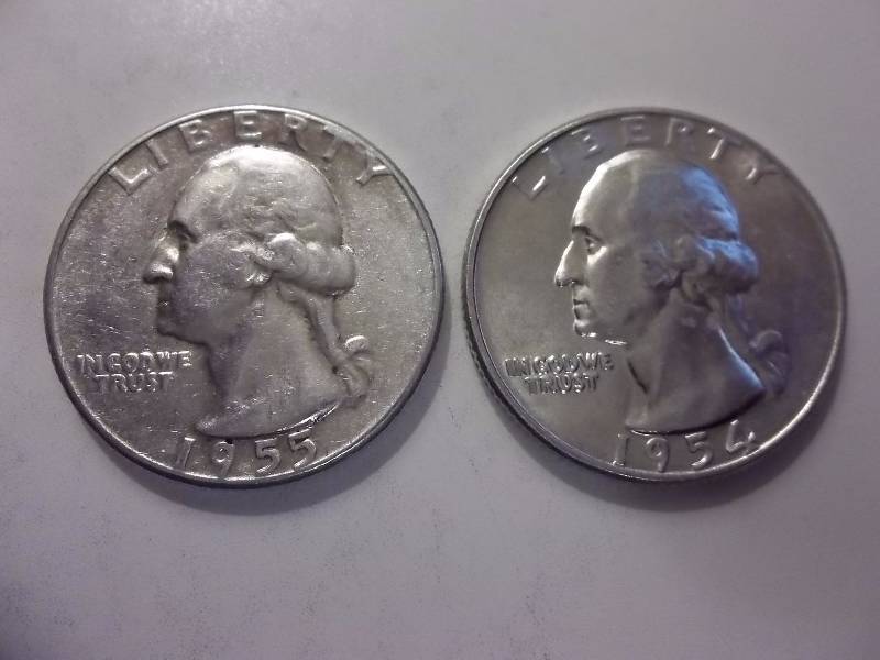 1954 D, 1955 Washington Quarters BU