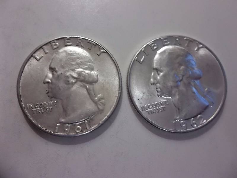 1961, 1962 Washington Quarters BU