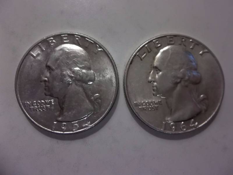 1954 D, 1964 D Washington Quarters BU