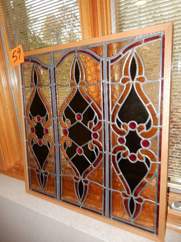 lot 59 image: Nice 3 Section Stained glass Window..