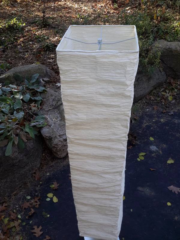 lot 154 image: Tall Lamp with Paper Shade.. Approx 48 in h.. 12 in x 12in