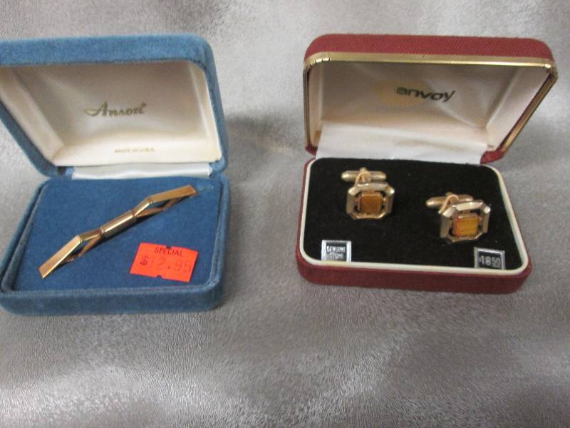 Genuine Stone Cuff Links, Tie Tack...
