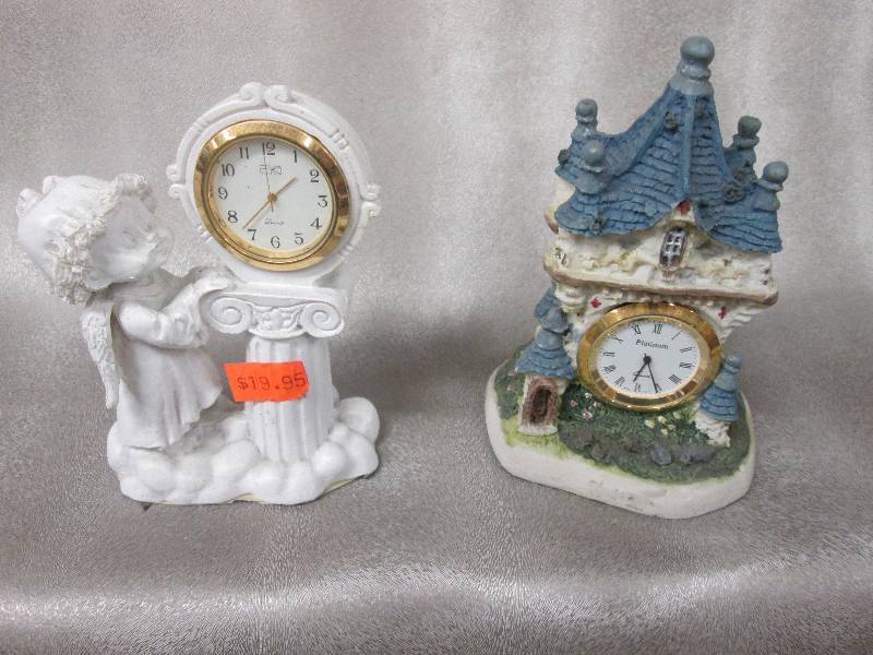 Lot of 2 Desk Figurine Clocks...
