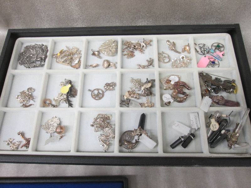 Large lot of necklace charms, pins ...