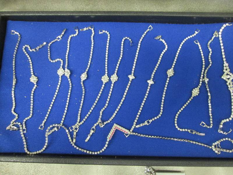 Rhinestoned Bracelets, One Necklace...