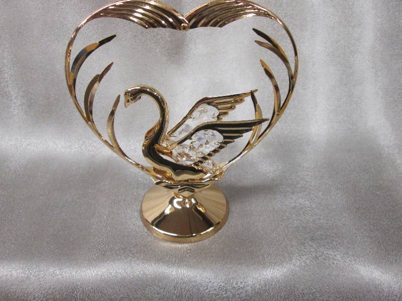 Austrian Crystal Gold Plated Swans ...