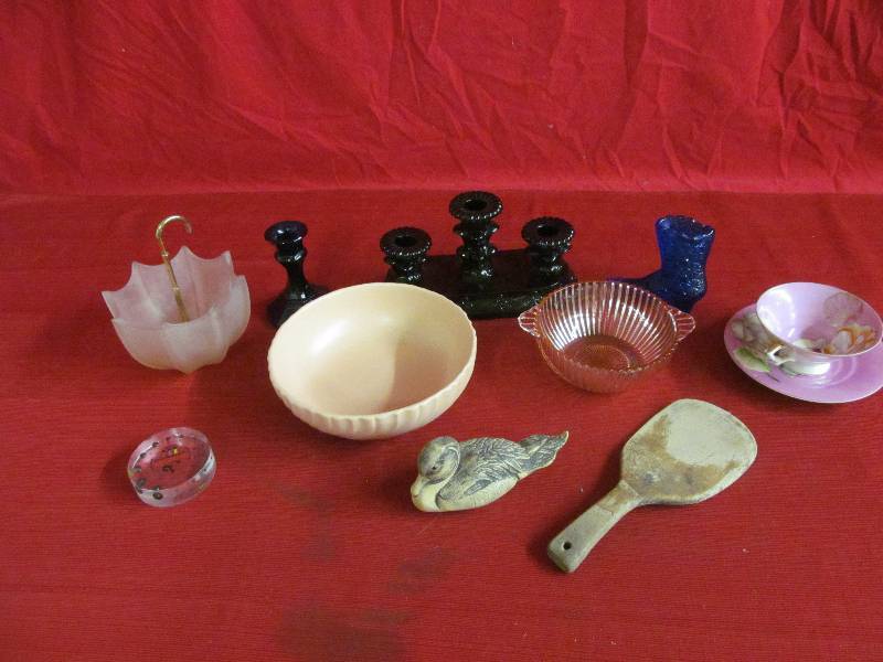 lot 92 image: glass candle holders