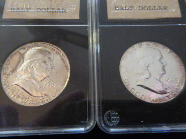 2 1963 Benjamin Franklin Silver Half Dollars