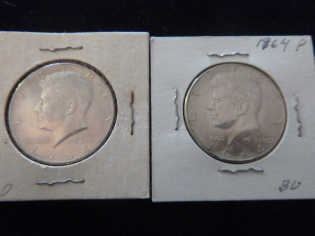 2 1964 John F. Kennedy Half Dollars
