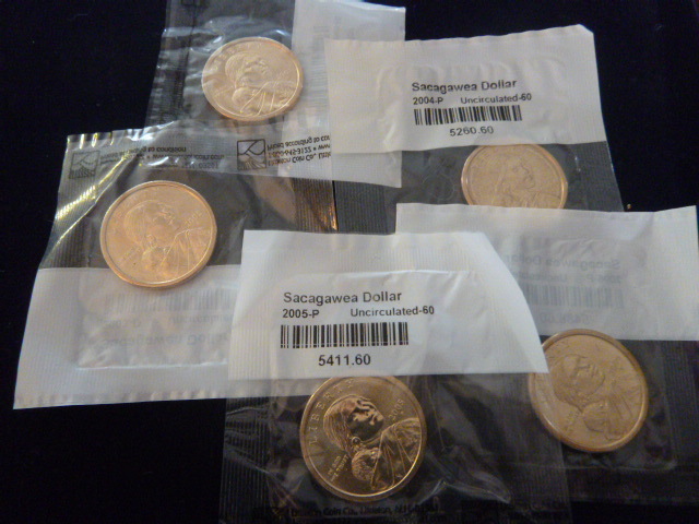 5 Sacagawea Uncirculated Dollar Coins