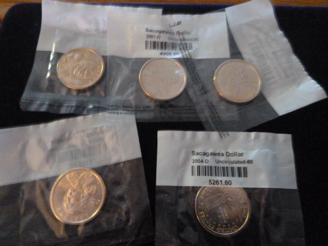 5 Sacagawea Uncirculated Dollar Coins