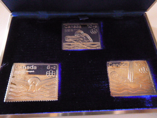 1976 Canadian Olympic Silver Stamps with Original Case