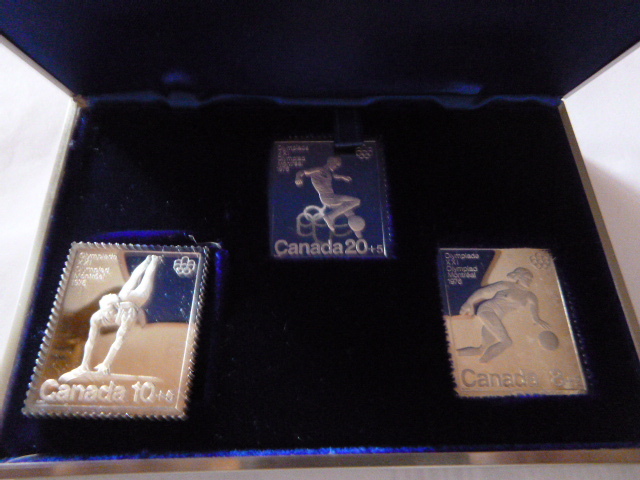 1976 Canadian Olympic Silver Stamps with Original Case
