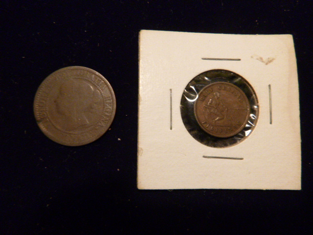 1859 Canadian Large One Cent and 1904 U.S.A. Half Centavo Filipinas