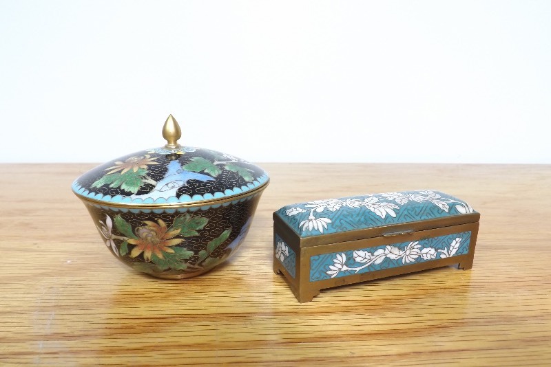 2 AntiqueVintage Cloisonne Bowl and Box