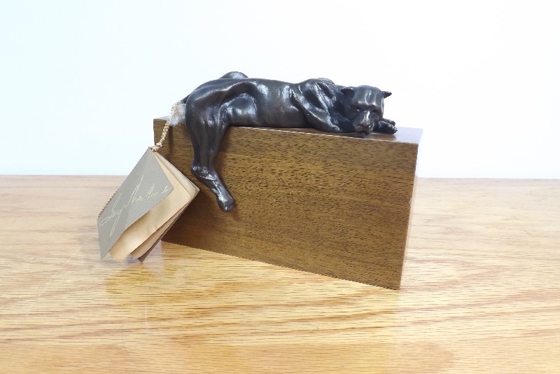 Vintage Bronze Sleeping Cougar Sculpture Signed and Numbered