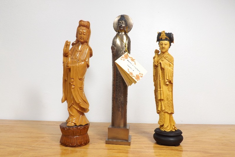 3 Vintage Asian WomanGoddess Sculptures
