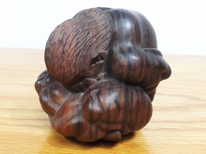 Ebony Wood Carved Weeping Praying Buddha