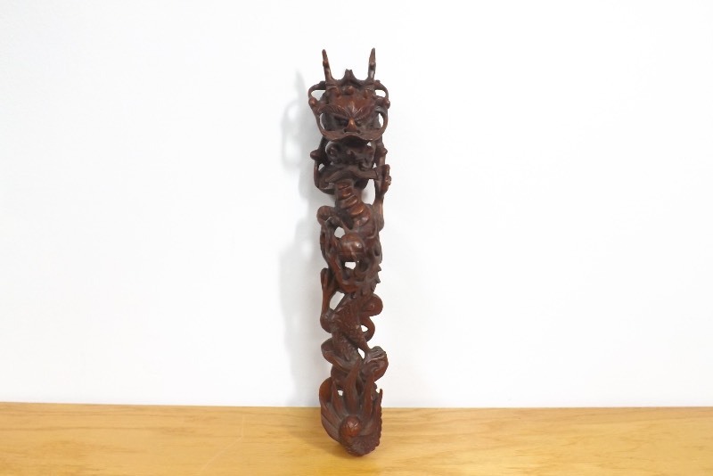 Intricately Detailed Hand Carved Wood Dragon Wall Hanging