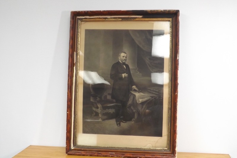 Antique Framed Signed Engraving of Ulysses Grant