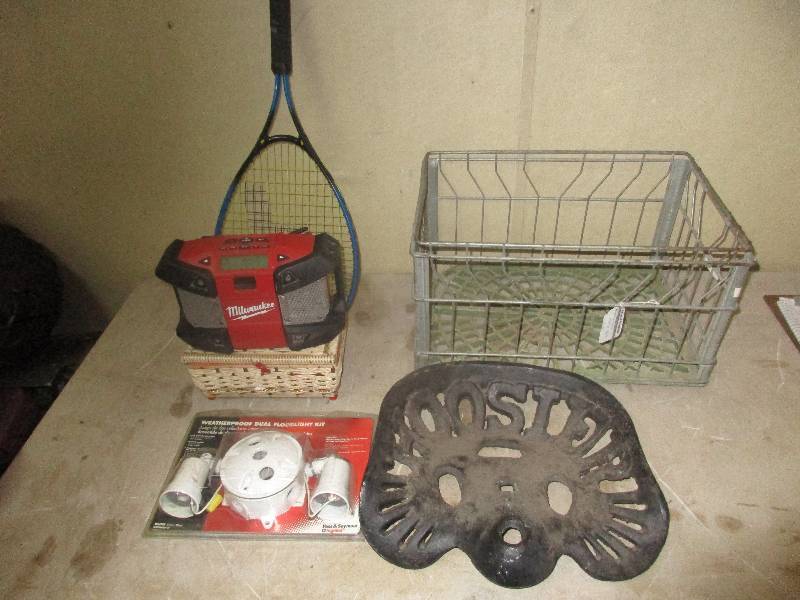 lot 90 image: Hoosier metal seat Milwaukee radio floodlight  sewing kit