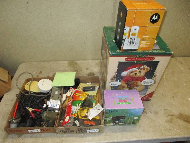 lot 202 image: fossil watchcordless phone talking cookie jar antenna and misc stuff